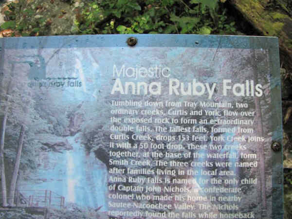 Historical sign at the falls.