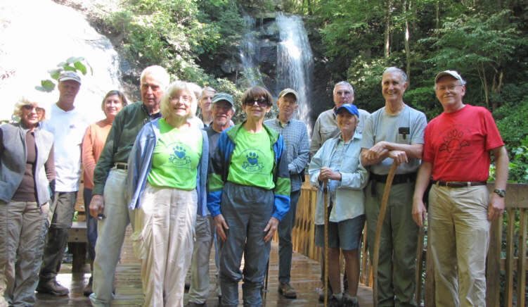 The OFHC gang for today's hike. (l-r) Pam Euliss, Jim Driggers, Greta Driggers, David Whitaker, Geri Whitaker, June Bellamy, John Bellamy, Vic Robson, Donna Presley, Phil Brownrigg, Don Preece, Jeanne O'Connor, Dan Ross and Tony Presley.