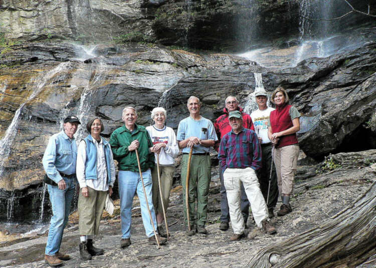 The OFHC gang for today's hike. (l-r) Phil Brownrigg, Karen Brown, John Bellamy, June Bellamy, Dan Ross, Don Preece, Vic Robson, Jim Driggers and Greta Driggers.