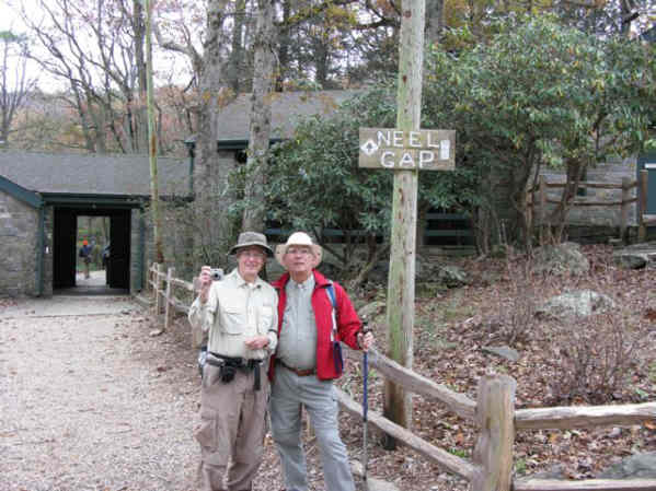 Here, the A.T. passes through the breezeway at Mountain Crossings (Walasi Yi) .
