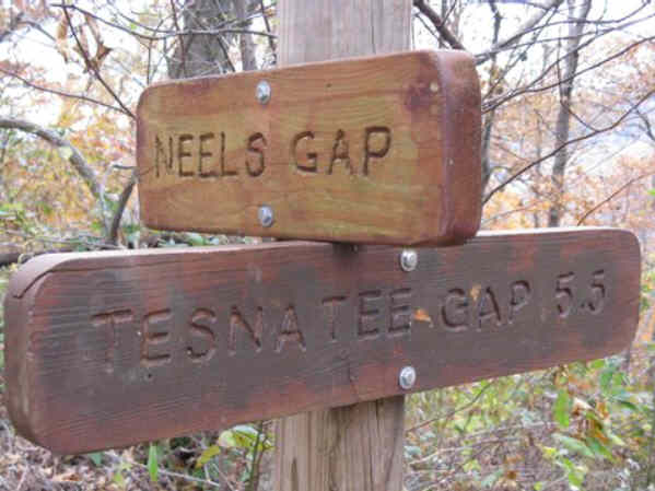 Trail marker at Neels Gap.