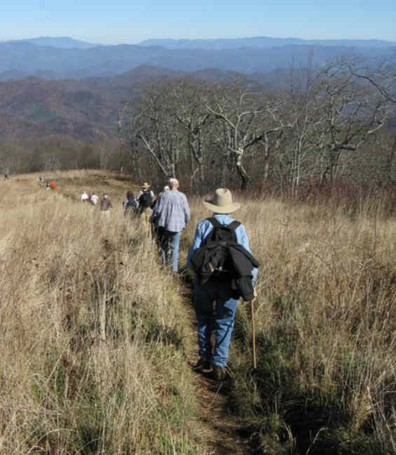 Headed back down the grassy slope.