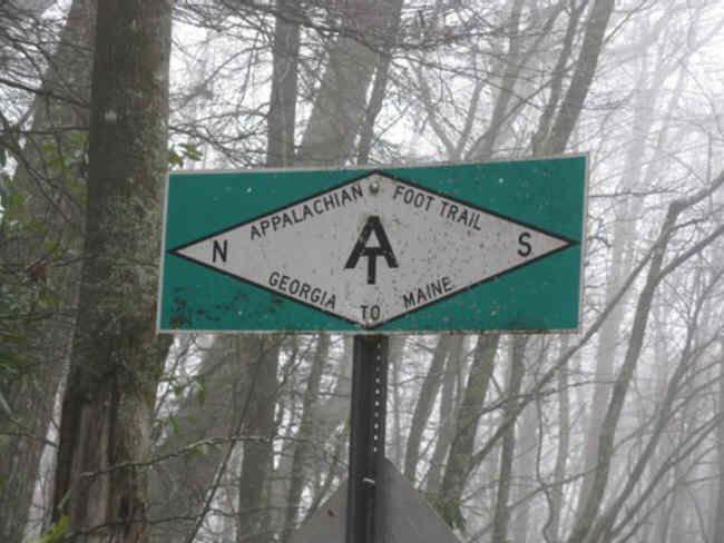 Familiar trail sign on Wayah Road.