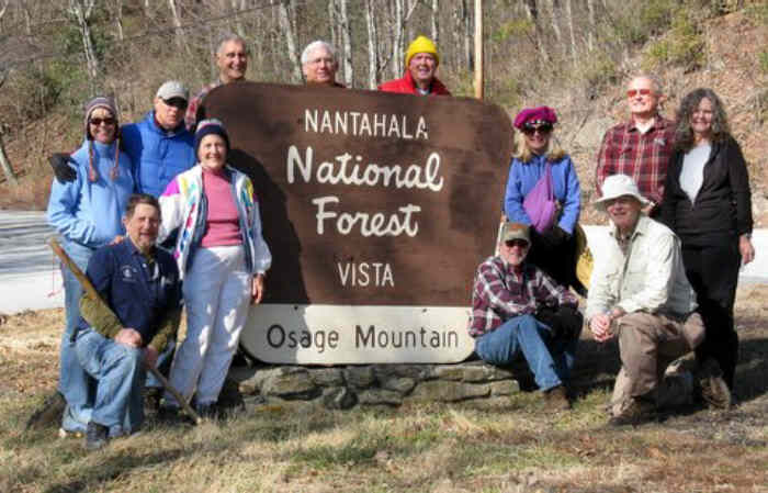 The OFHC gang for today's hike. (l-r) Carole Raguckas, Bruce O'Connor, Joe Raguckas, Jeanne O'Connor, Dan Ross, Bill Hunt, Pom Sinnock, Vic Robson, Lynne Saporito, Dick Metzgar, Jack Jacobi and Carole Wintle.