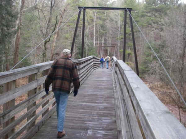 Crossing the bridge over the Tallulah River.