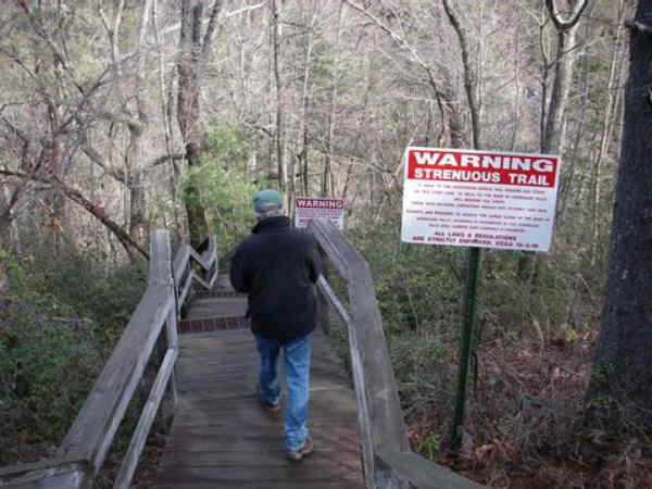 Starting down the staircase into the gorge.