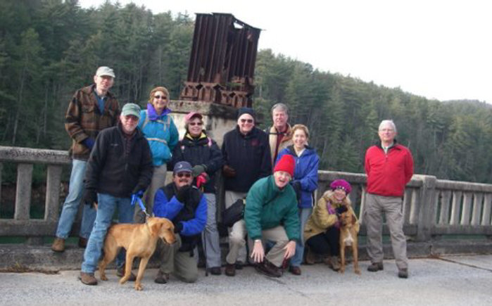 The OFHC gang for today's hike. (l-r) Phil Brownrigg, Vic Robson, Lynne Porter-Whitmire, Trail Dog Faith, Rick Porter-Whitmire, Pamela Porter, Roger Fricks, David Hinson, Chuck Crisp, Jackie Crisp, Lynne Saporito, Trail Dog Hope and Bill Hunt.