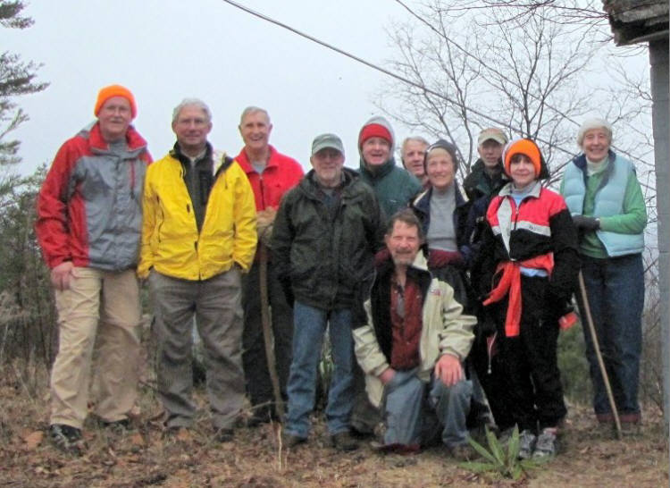 The OFHC gang for today's hike. (l-r) Tony Presley, Bill Hunt, Dan Ross, Vic Robson, David Hinson, Bruce O'Connor, John Bellamy, Jeanne O'Connor, Phil Brownrigg, Donna Presley and June Bellamy.