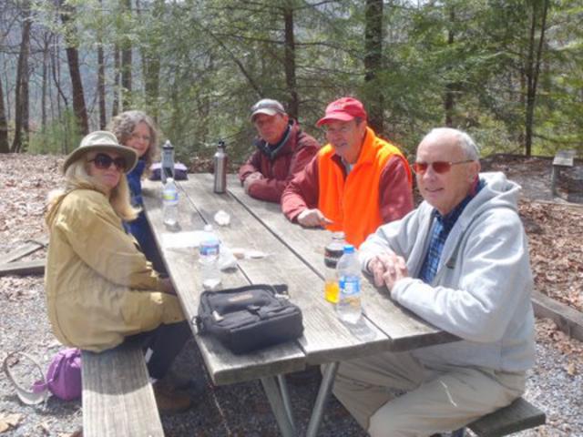 We drive up the road a mile or two to Dukes Creek Falls. Lunchtime!