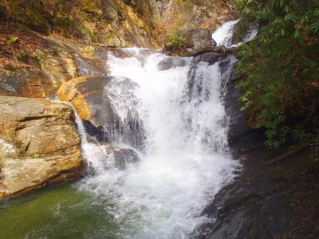 The portion of the falls where Dodd Creek joins Davis Creek to form Dukes Creek.