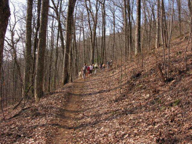 Hiking southward up the mountain on the A.T.