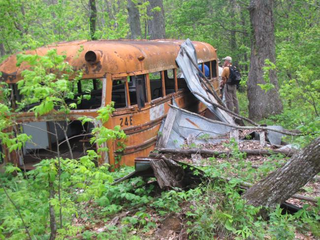 Most famous landmark on the trail - The old school bus.