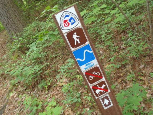 Trail marker indicates More Difficult!