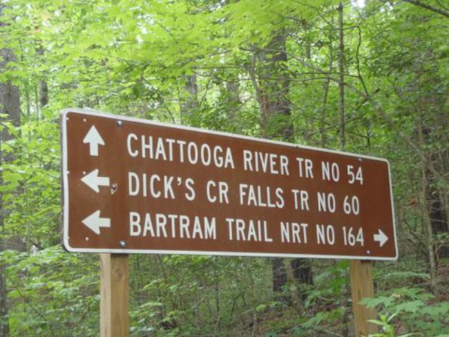 Trail sign on Sandy Ford Rd.