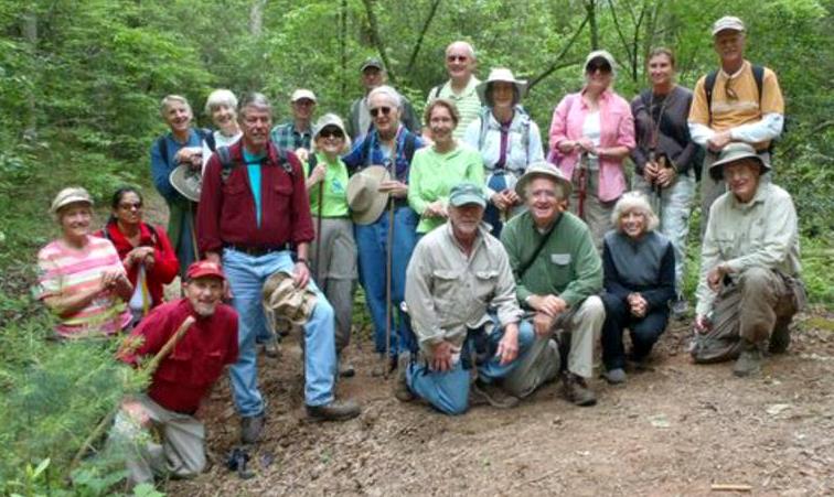 The OFHC gang for today's hike. (l-r kneeling) Bruce O'Connor, Vic Robson, Dave Hinson, Pam Euliss and Dick Metzgar.(l-r back) Jeanne O'Connor, Saranjit Plaha, John Bellamy, June Bellamy, Chuck Crisp, Phil Brownrigg, Geri Whitaker, Don Preece, David Whitaker, Jackie Crisp, Jack Jacobi, Karen Brown, Lynne Saporito, Greta Driggers and Jim Driggers