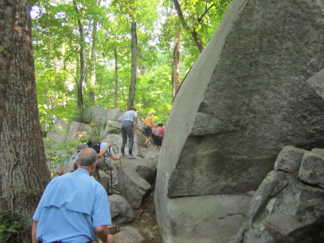 Massive boulders are common along this trail!