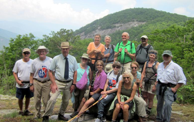 The OFHC gang for today's hike. (l-r front) Jim Driggers, Tony Presley, Chuck Crisp "aka Elmer Gantry", Lynne Saporito, Lynne Porter-Whitmire, Donna Presley, Pam Euliss, Jackie Crisp, Carole Wintle and Vic Robson. (l-r back) Greta Driggers, John Bellamy, Jack Jacobi and Rick Porter-Whitmire.