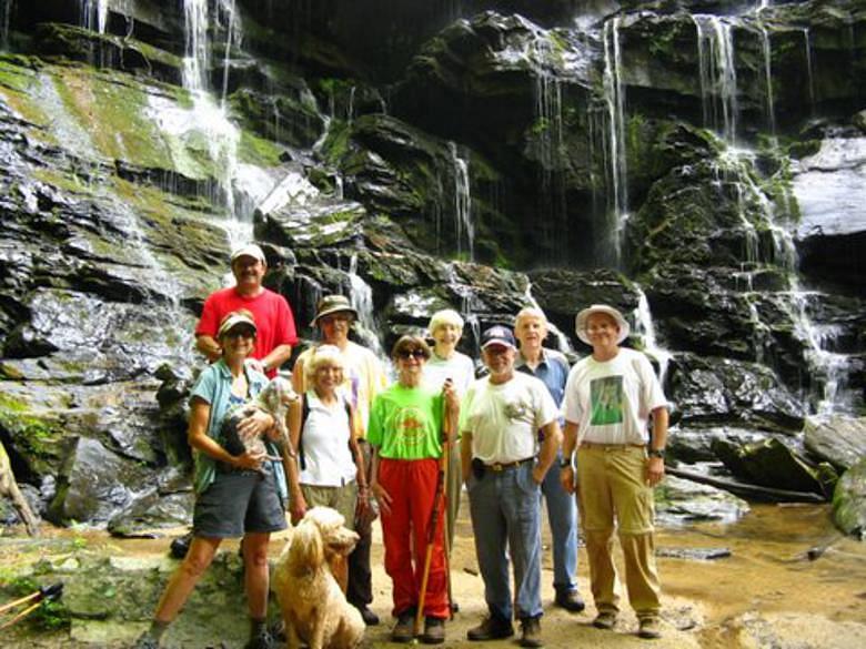 The OFHC gang for today's hike. (l-r) Lynne Porter-Whitmire with "Honey" and "Merlin", Rick Porter-Whitmire, Pam Eulis, Dick Metzgar, Donna Presley, June Bellamy, Vic Robson, John Bellamy and Tony Presley.