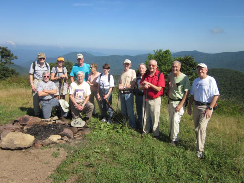 The OFHC gang for today's hike. (l-r) George Otis, Vic Robson, Carole Wintle, Dick Metzgar, Chuck Crisp, Jackie Crisp, Donna Presley, Phil Brownrigg, John Bellamy, Jack Jacobi, Dan Ross and Tony Presley.
