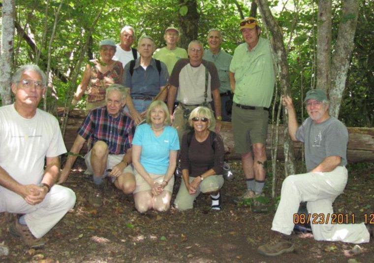 The OFHC gang for today's hike. (l-r front) Bill Hunt, David Whitaker, Geri Whitaker, Pam Euliss and Vic Robson. (l-r back) Jeanne o'Connor, Mike Jones, John Bellamy, Phil Brownrigg, Don Preece, Dan Ross and Pom Sinnock.
