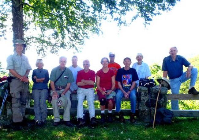 The OFHC gang for today's hike. (l-r) Dick Metzgar, Pam Euliss, Dave Hinson, Greta Driggers, Vic Robson, Karen Brown, Jim Driggers, Phil Brownrigg, June Bellamy and John Bellamy.