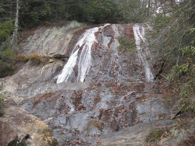 Due to a prolonged drought, Dicks Creek Falls had a very low flow.