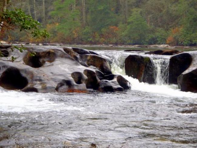Amazing large pot holes on the river rocks!