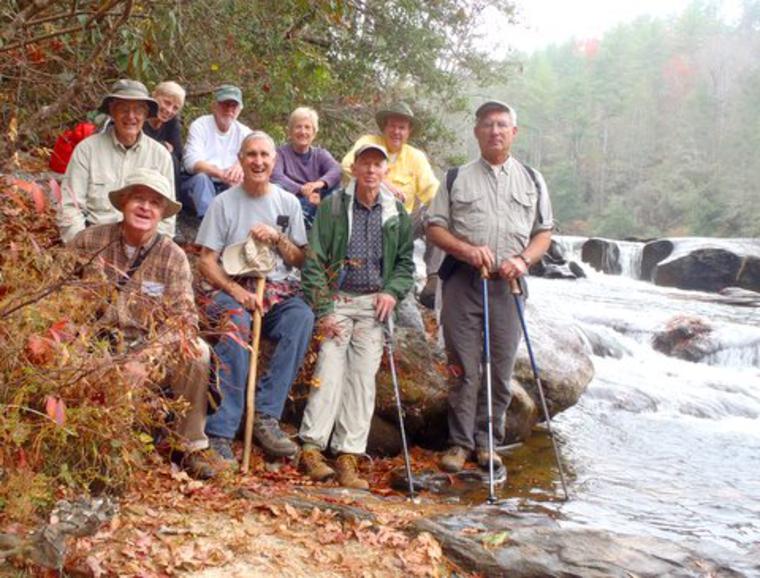 The OFHC gang for today's hike (l-r) Dick Metzgar, Dave Hinson, Pam Euliss, Vic Robson, Dan Ross, Jeanne O'Connor, Phil Brownrigg, Pom Sinnock and Bill Hunt.