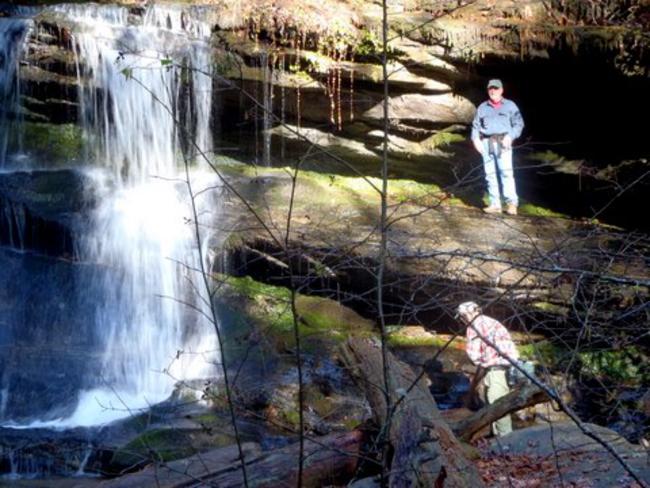 Exploring the falls.