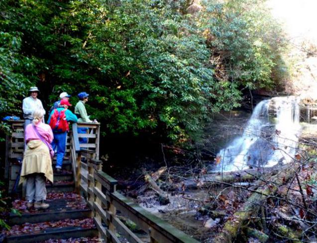Enjoying the falls from the viewing platform.