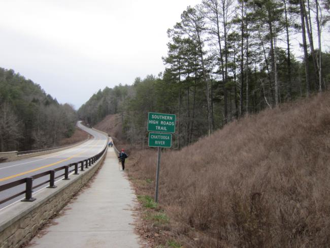 Walking across the Highway 76 bridge on the border of SC/GA.