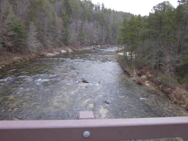 Looking from the bridge up the Chattooga River.