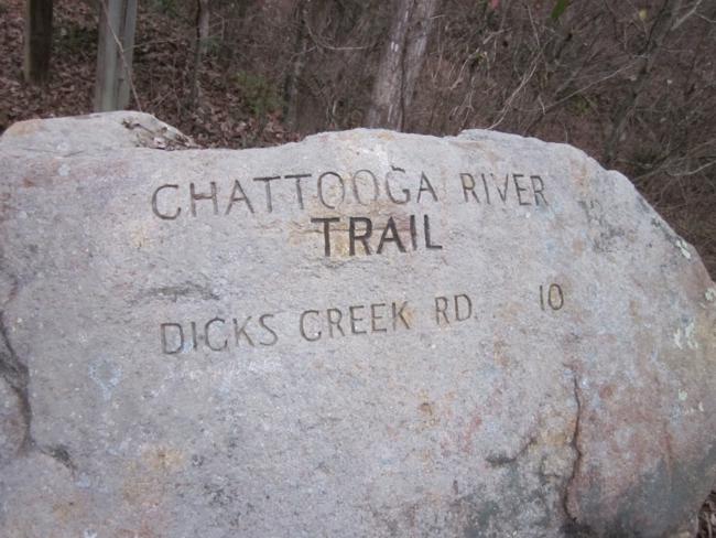Engraved boulder on the GA side of the Hwy 76 bridge.