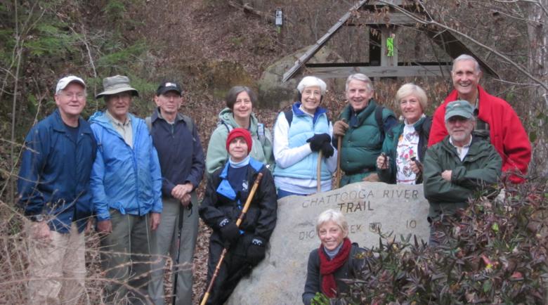 The OFHC Gang for today's hike! (l-r) Tony Presley, Dick Metzgar, Phil Brownrigg, Donna Presley, Karen Brown, June Bellamy, Pam Euliss, John Bellamy, Jeanne O'Connor, Vic Robson and Dan Ross.
