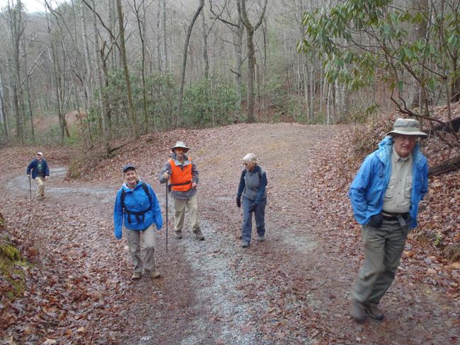Walking up the road to the access trail on the left.