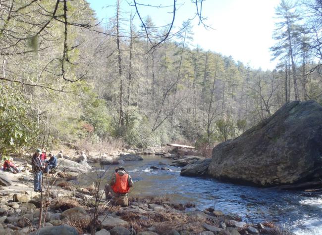 Our nice lunch spot a quarter mile south of Ellicott Rock.