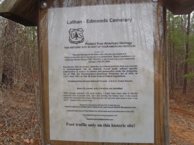 Historical sign for the Lathan-Edmonds Cemetery.