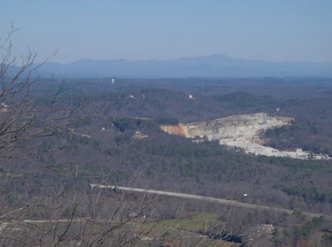 Looking northward you see the rock quarry in the foreground and the mountains including Rabun Bald in the distance.