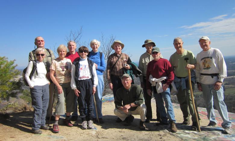 The OFHC gang for today's hike! (l-r) Pam Euliss, Jack Jacobi, Jeanne O'Connor, John Bellamy, Donna Presley, June Bellamy, Dave Hinson, Bill Hunt, Dick Metzgar, Vic Robson, Dan Ross and Tony Presley.