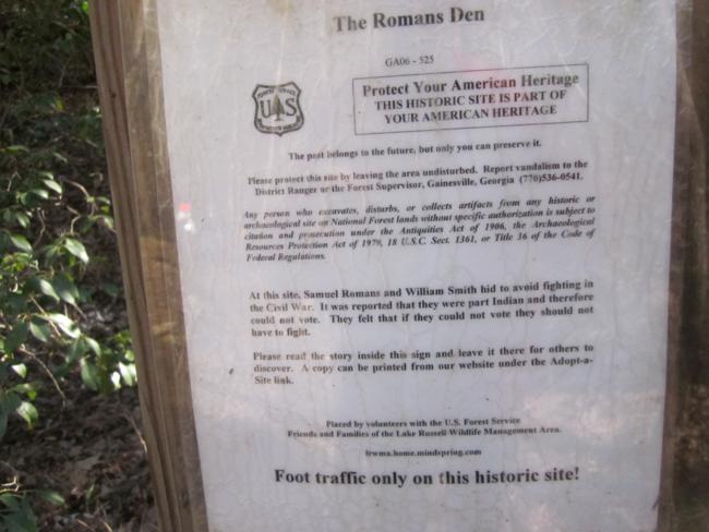 We visited Romans Den which is located on a side trail.