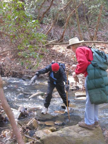 We had to cross Leatherwood Creek three times.