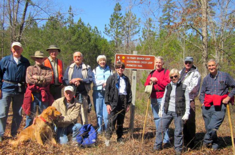 The OFHC gang for today's hike! (l-r) Tony Presley, Vic Robson, Dick Metzgar, Mike Jones and "Barney", Jack Jacobi, June Bellamy, Donna Presley, John Bellamy, Pam Euliss, Don Preece and Dan Ross.