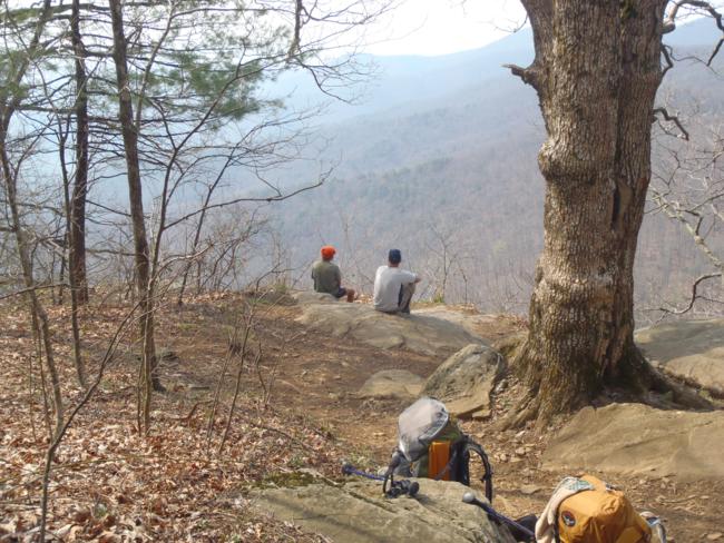 These thru-hikers found a beautiful place to take a break.