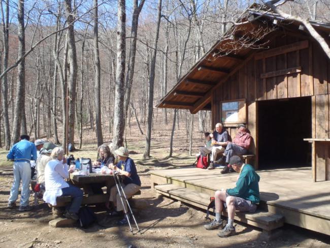 Lunchtime at the Deep Gap Shelter.