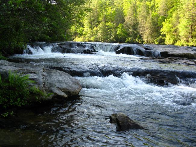 The federally designated "Wild and Scenic River" makes a loud roar here.