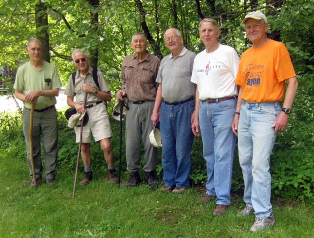 Our special guest today was Dr. Sam Hay. Sam is the founding member of our group as he started it in 1989 after retiring from medical practice. Here are some hikers who hiked with the group before Sam and wife Dot moved to Davidson, NC several years ago. (l-r) Dan Ross, David Whitaker, Sam Hay, Bob Presley, John Bellamy and Tony Presley.