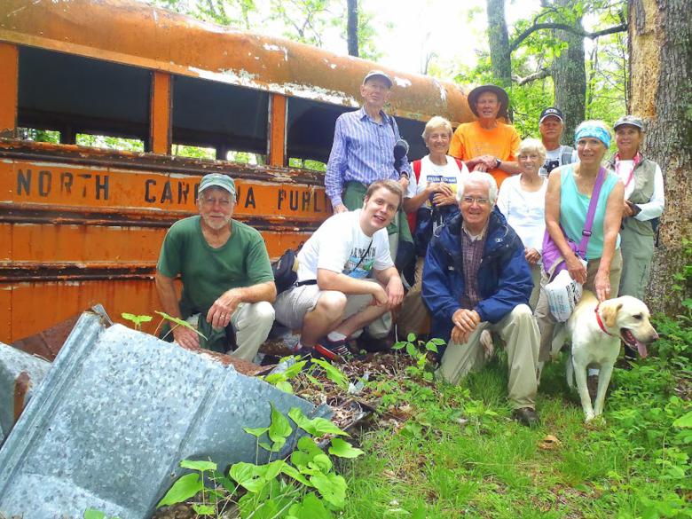 The OFHC gang for today's hike! (l-r) Vic Robson, Tyler Hinson, Phil Brownrigg, Jeanne O'Connor, Dave Hinson, Pom Sinnock, Pam Euliss, Jim Driggers, Lynne Saporito & "Angus", and Greta Driggers.