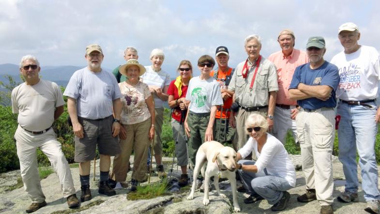 The OFHC gang for today's hike! (l-r) Bill Hunt, Bob Magee, Jeanne O'Connor, John Bellamy, June Bellamy, Greta Driggers, Donna Presley, Jim Driggers, Dick Metzgar, Pam Euliss and "Angus", Pom Sinnock, Vic Robson and Tony Presley.