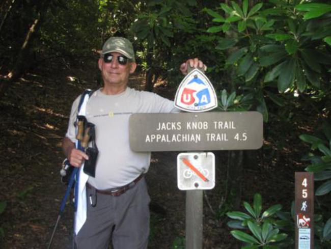 The end of the Jacks Knob Trail at the Brasstown Bald Parking Area.