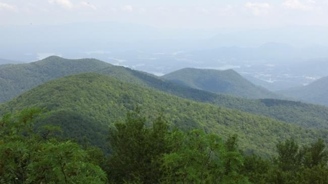 Looking down to Hiawassee, GA and lake Chatuge.